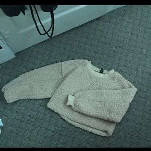 Fuzzy long sleeve crop top